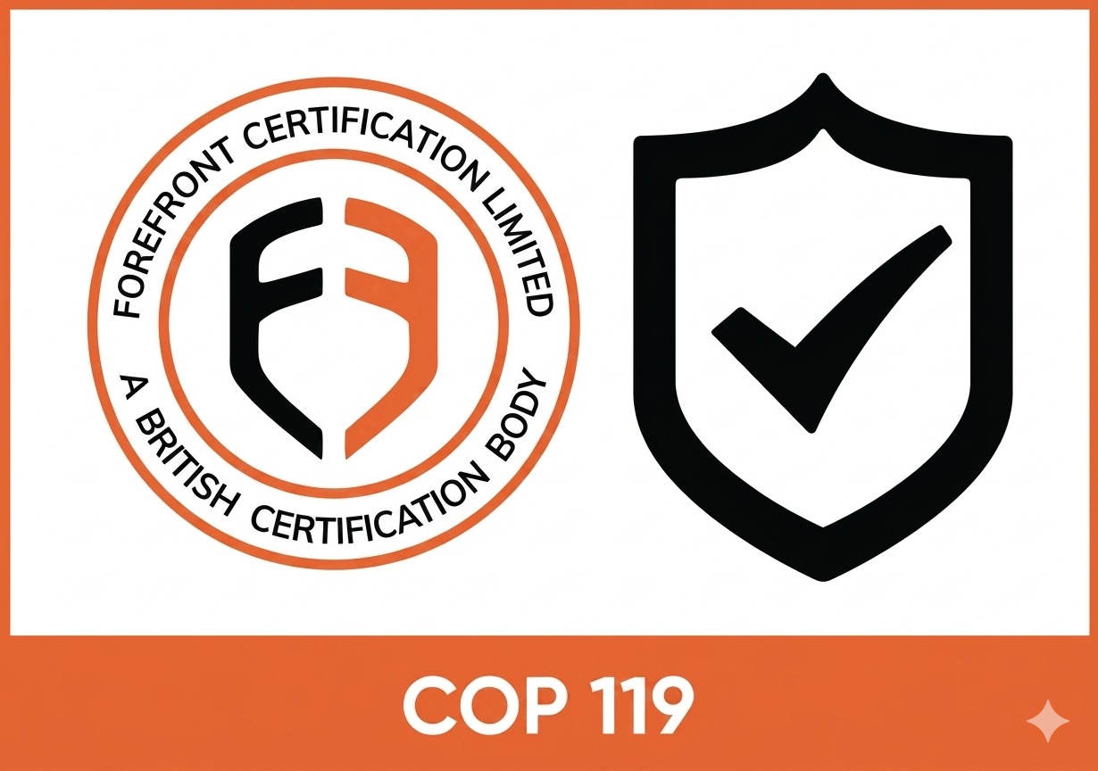COP 119 certification mark issued by Forefront Certification Limited
